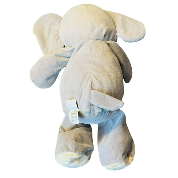 Kellytoy Gray Elephant Plush Rattle Cream Ribbed Velour Baby Toy 20 inch Large - Picture 6 of 7